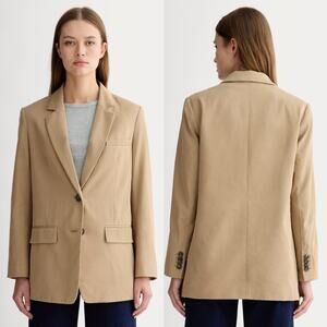 Everlane The Tencel Oversized Blazer Ash Brown 2 Button Front L/S Women's 6 NWT
